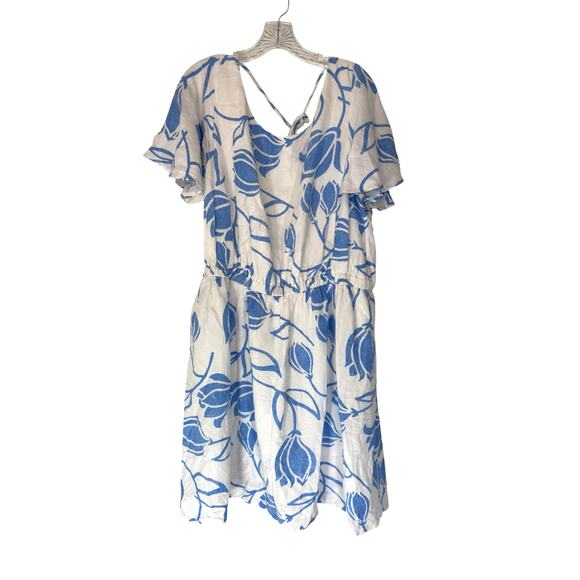 Lane Bryant Dress Plus Blue White Floral Whimsical Dainty Short Sleeve Size 20 - Picture 1 of 14